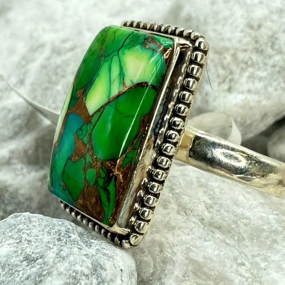 NWT Sterling Silver Peacock Dahlia Turquoise Statement Ring Size 9